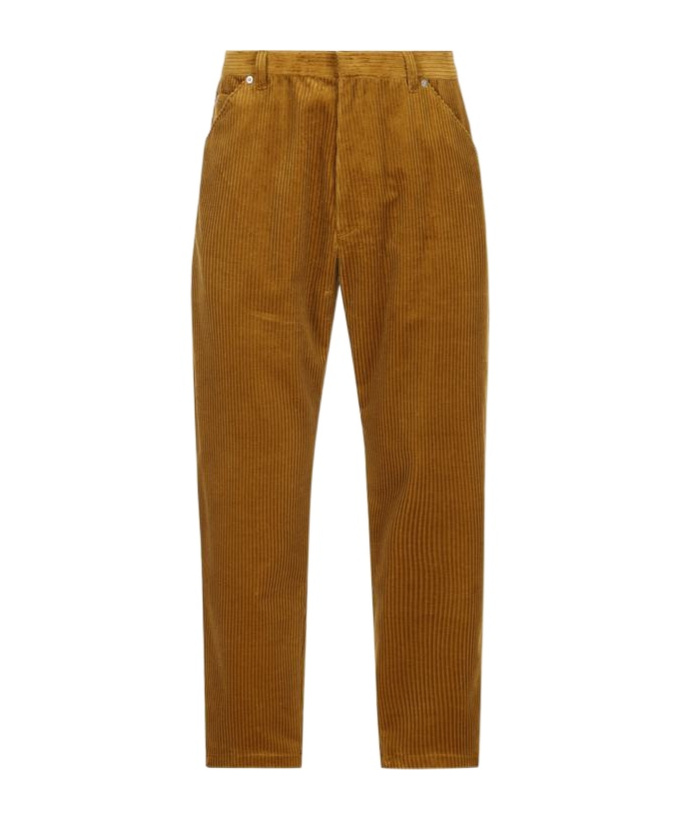 Prada Enamel Triangle-logo Corduroy Trousers In Brown