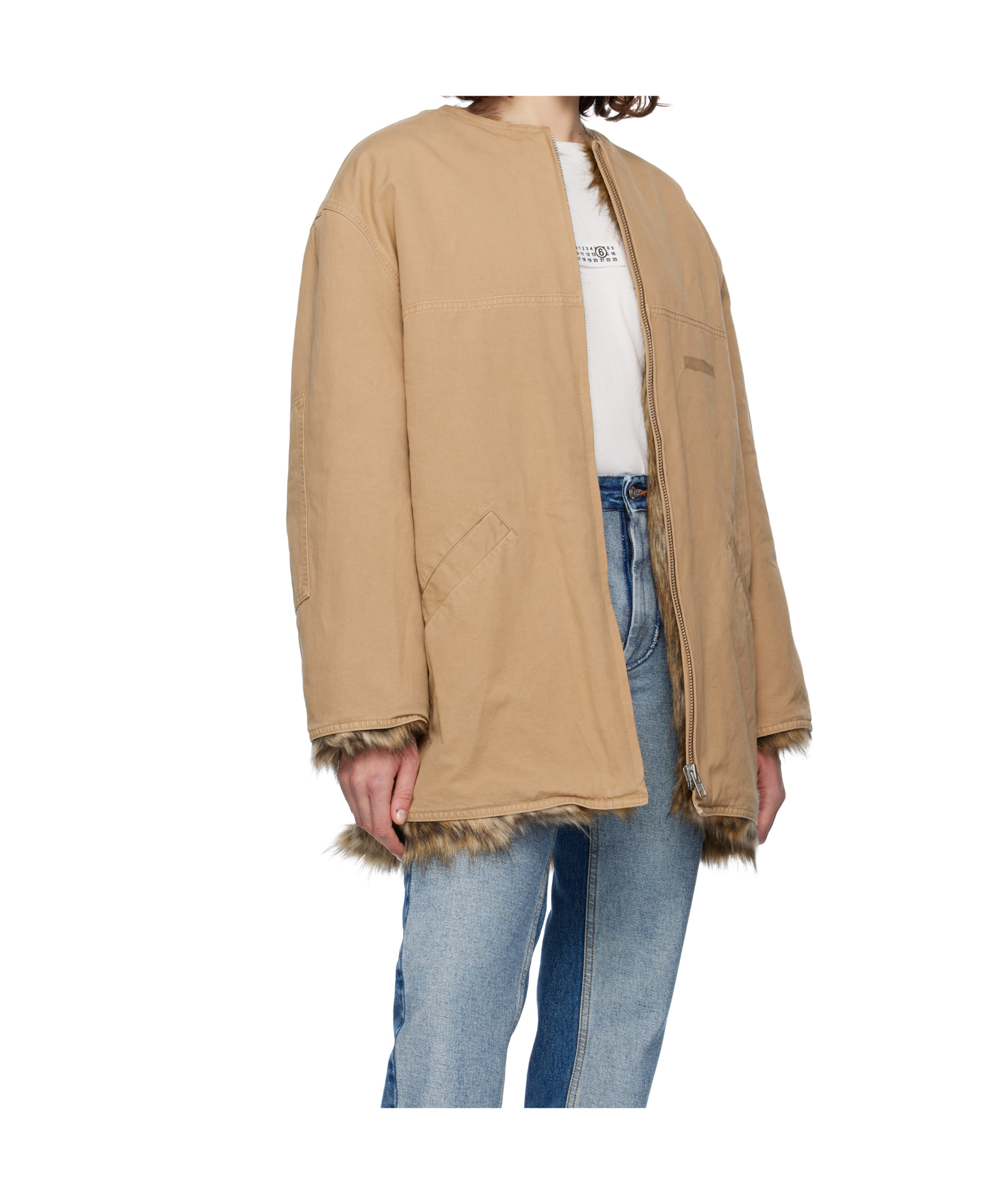 Mm6 Maison Margiela Tan Cotton Canvas Sports Jacket In Brown