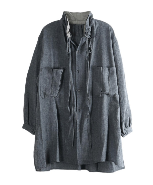 Y's P-ko-gather Collar Blouse In Light Grey
