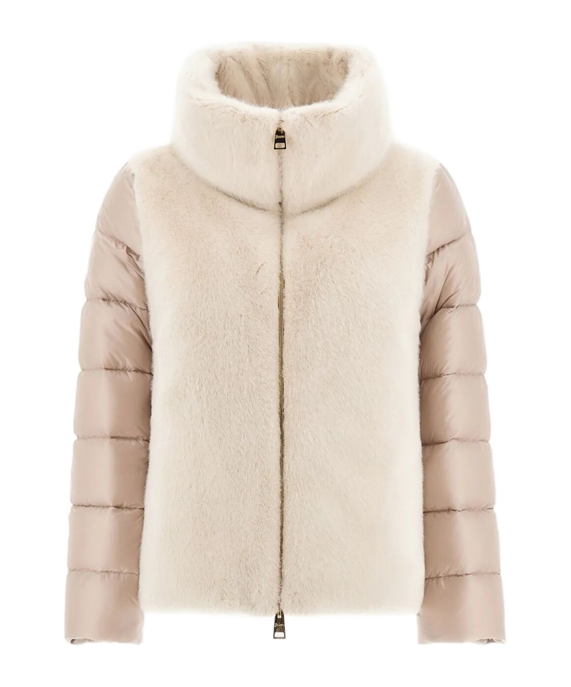 Herno Fur-trimmed Quilted Jacket In Gold