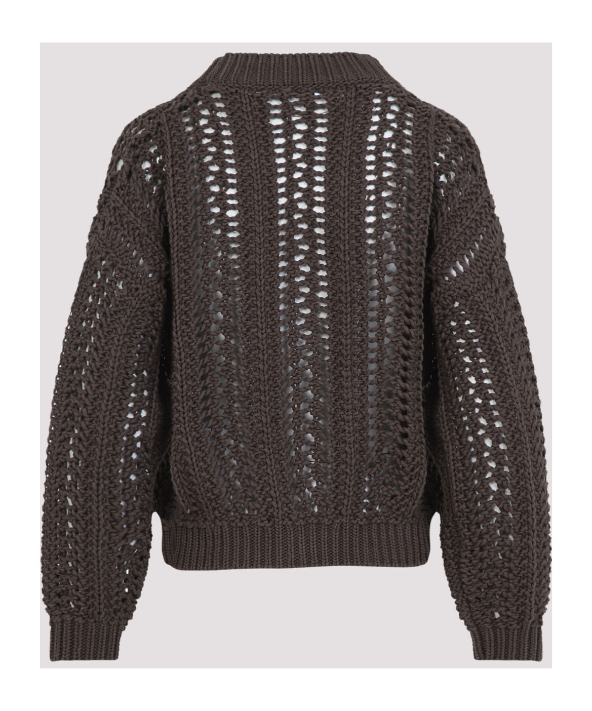 Brunello Cucinelli Cropped Open-knit Cardigan With Deep V-neckline In Black