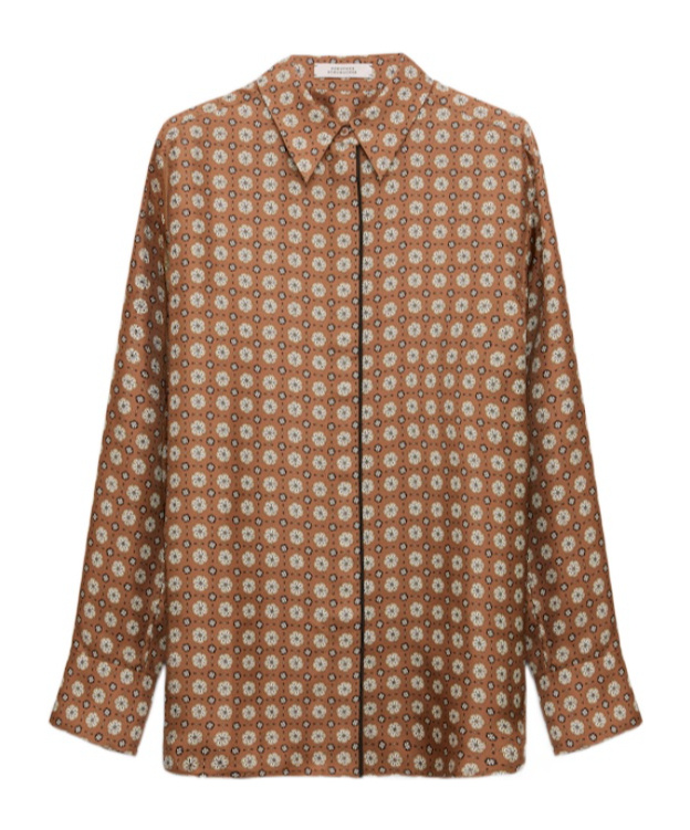 Dorothee Schumacher Printed Silk Twill Shirt In Brown