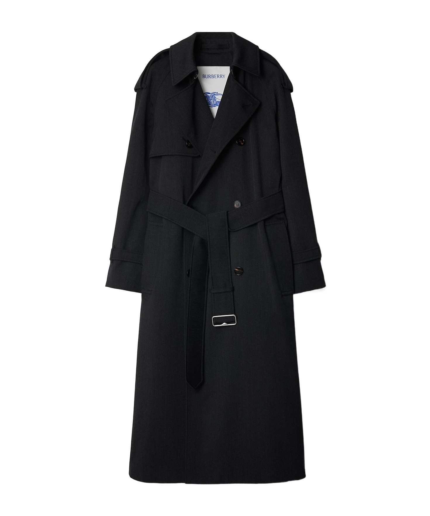 Burberry Long Gabardine Fitzrovia Trench Coat Clothing In Black