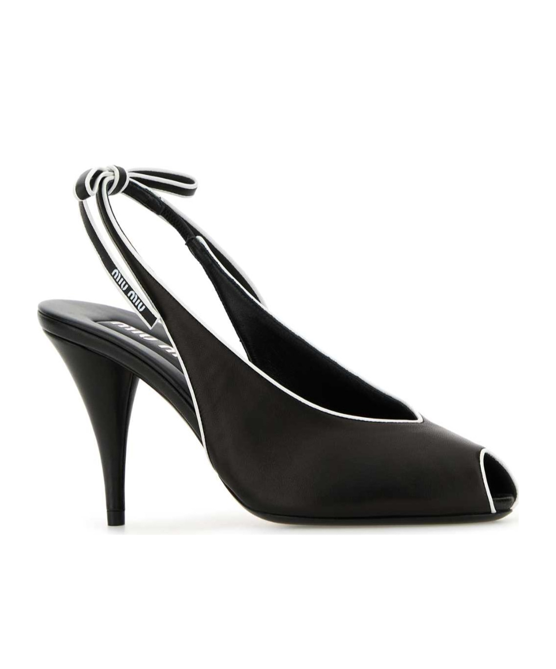 Miu Miu Nappa Leather Sandals Contrast Trim Peep Toe