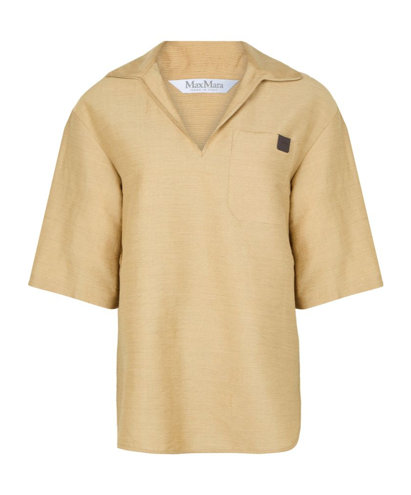 Max Mara Osiride Linen Silk Shirt In Nude