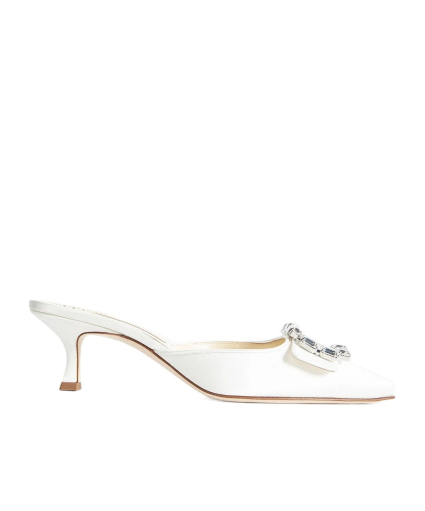 Manolo Blahnik Pointed-toe High-heeled Sandals In White