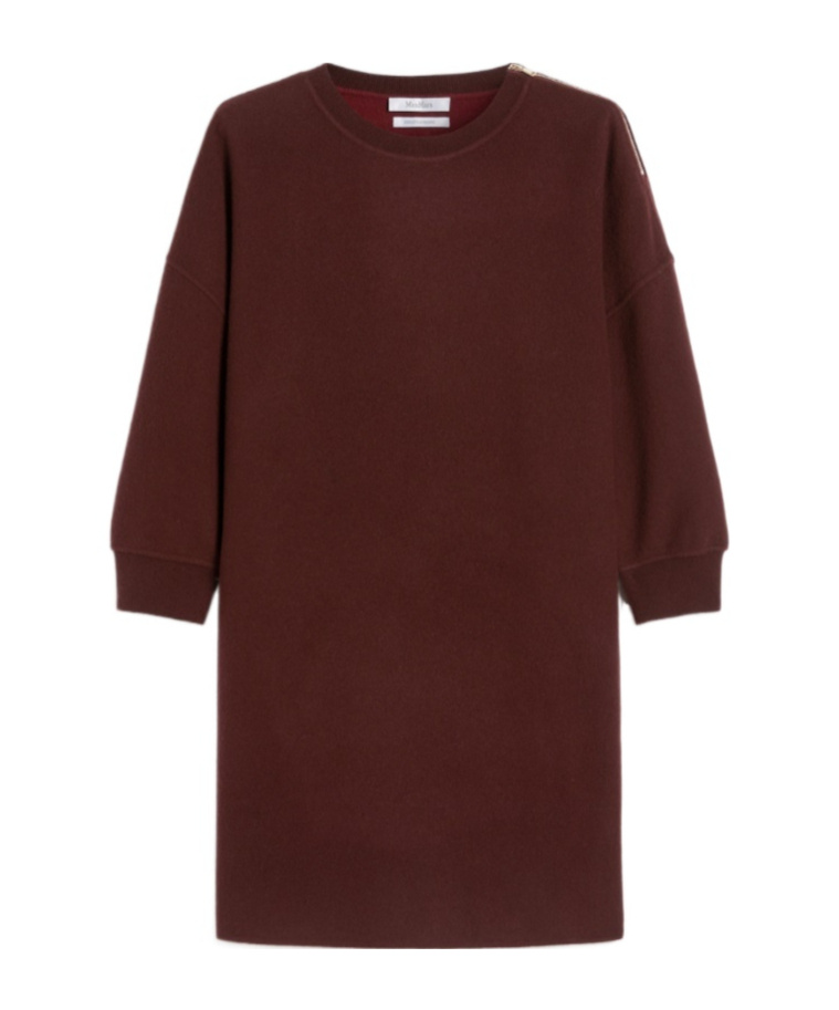 Max Mara Short, Wool And Cashmere Jersey Dress In Brown