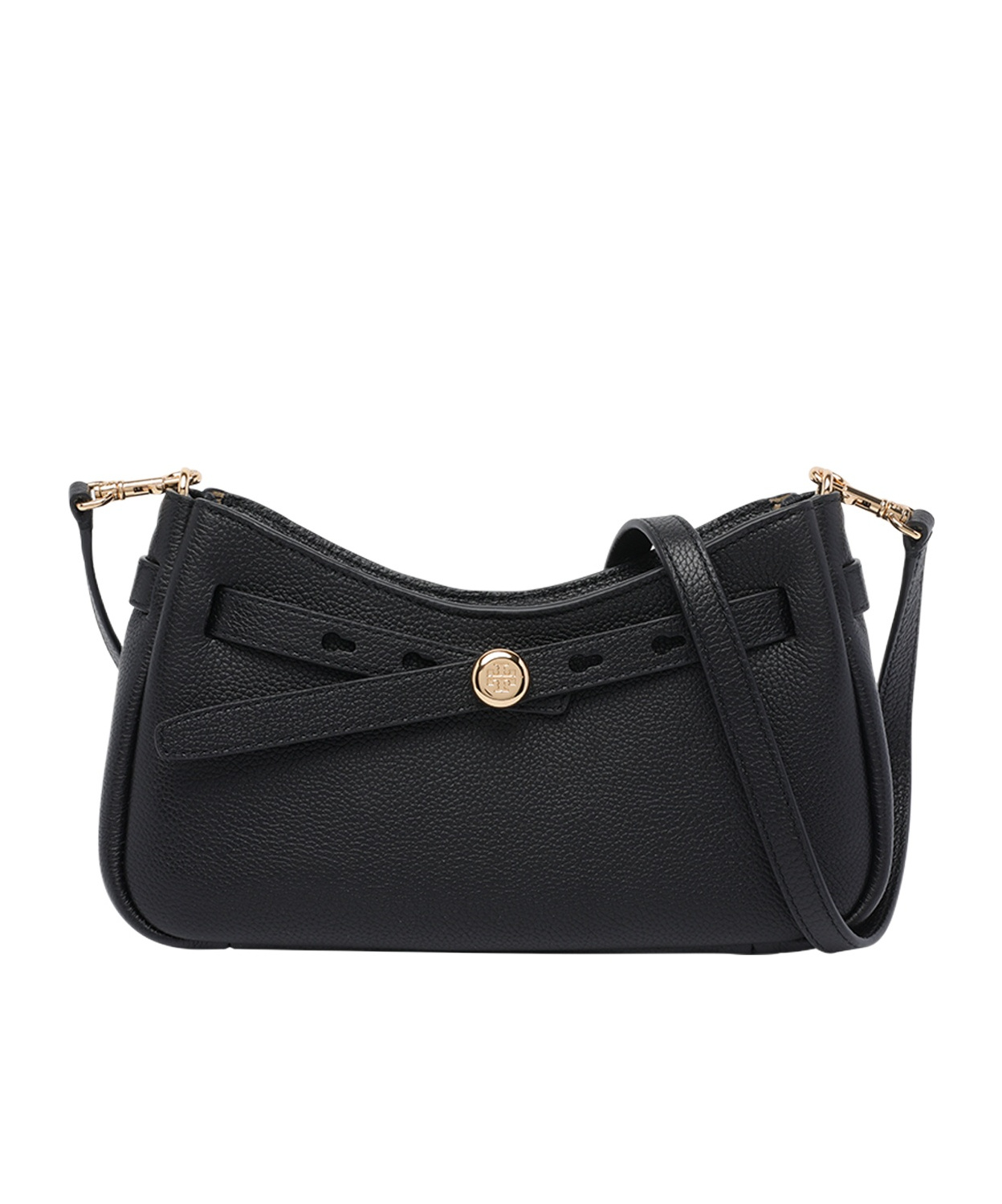 Tory Burch Romy Zip Top Leather Crossbody Bag In Black