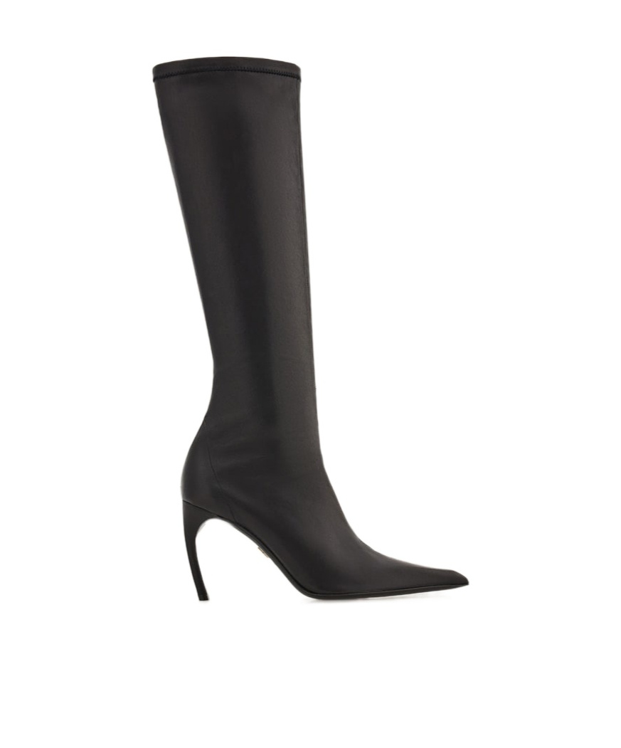 Ferragamo High Nappa Stretch Boot In Black