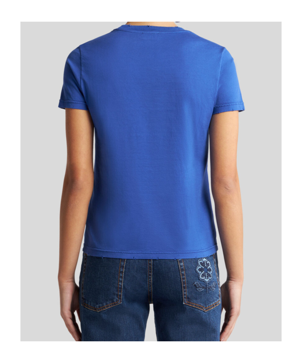 Etro T-shirt Aus Jersey Mit Blumen-print In Blue