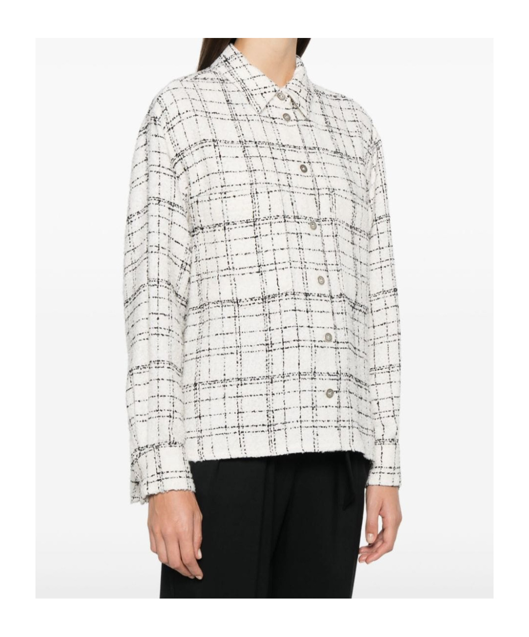Iro Tweed Checkered Top High-low Hem In White