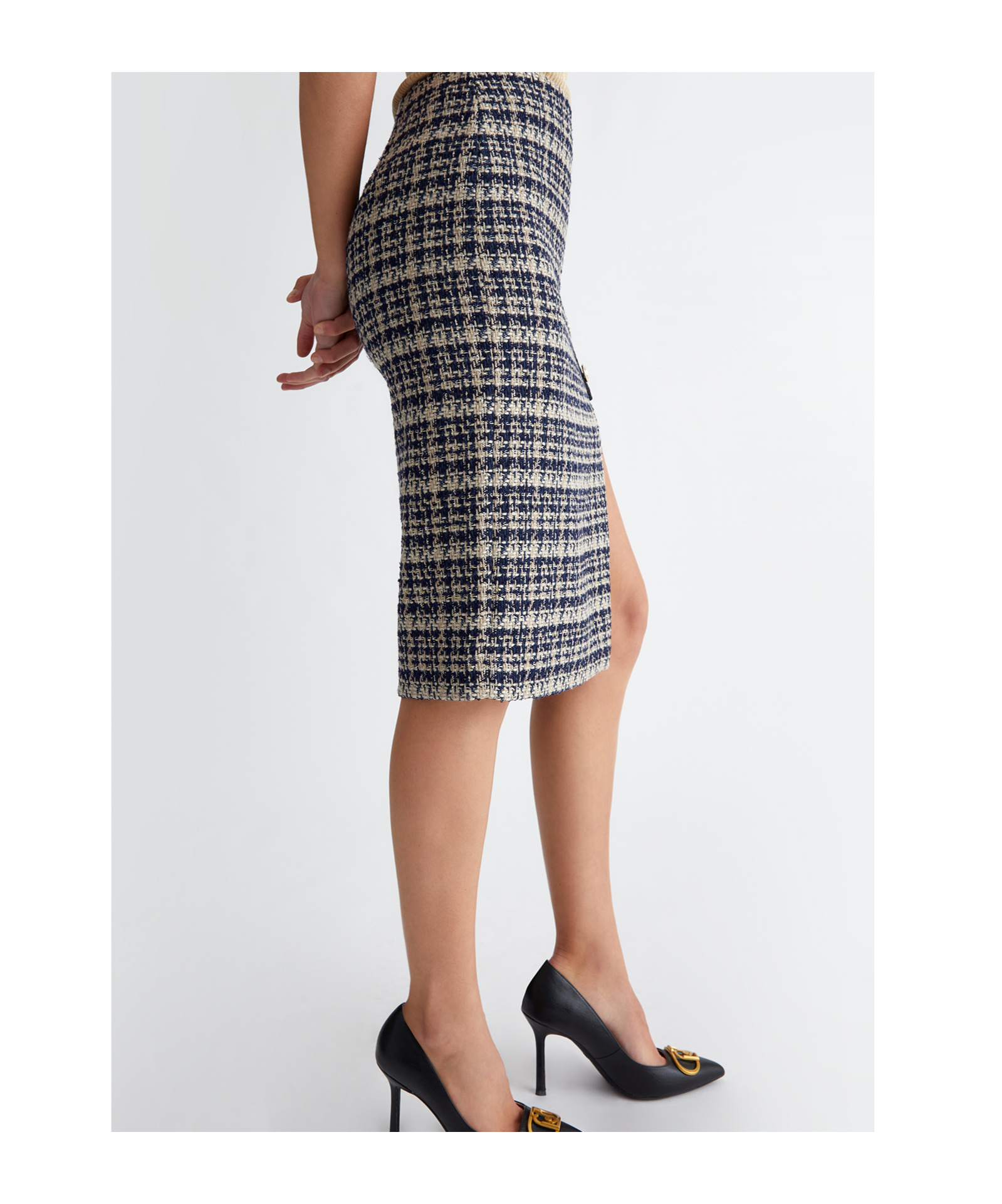 Liu •jo Plaid Loop Skirt In Black