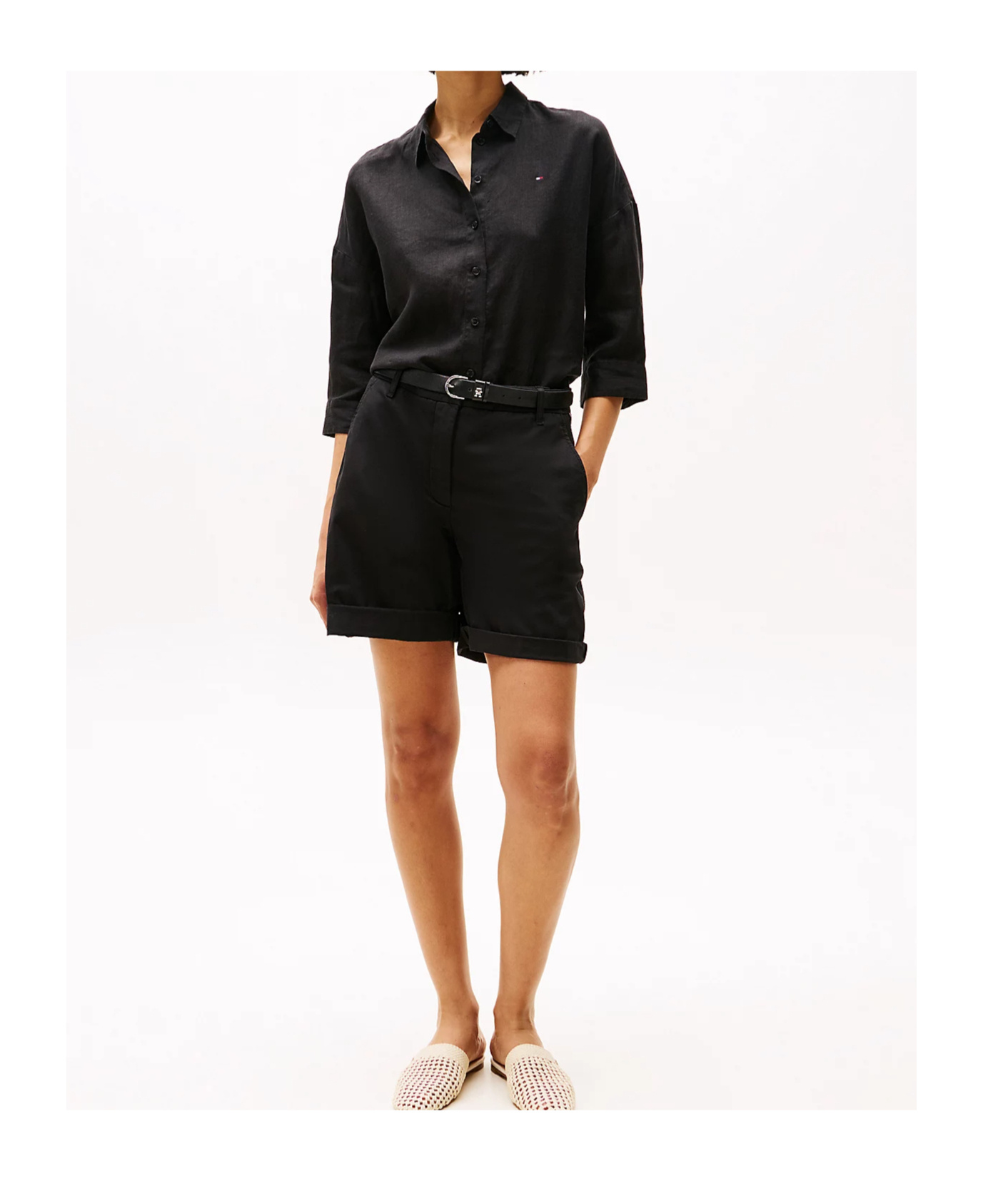 Tommy Hilfiger Linen Shirt In Black