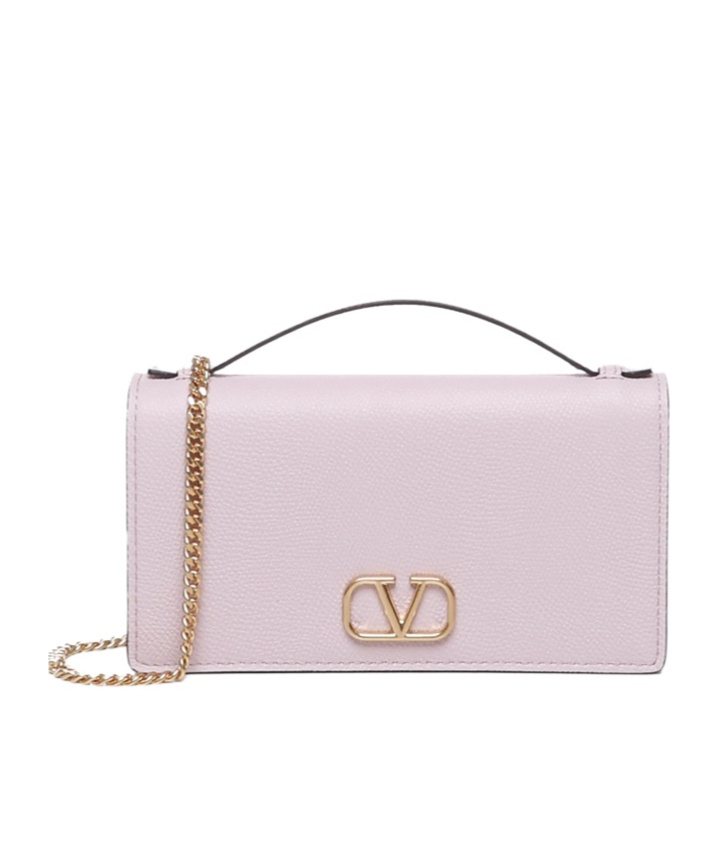 Valentino Vlogo Signature Leather Clutch Bag In Purple