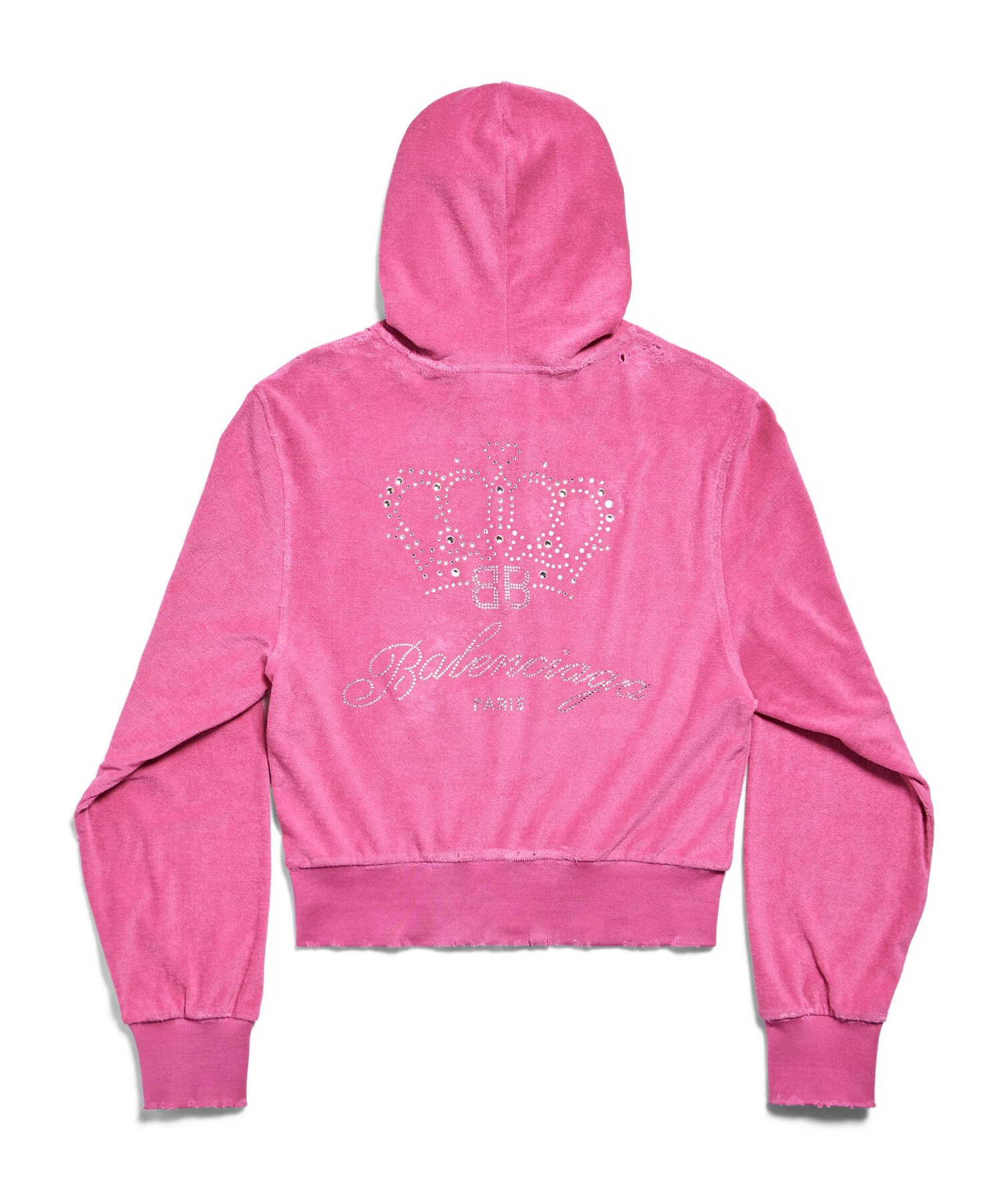 Balenciaga Women's Bb Motel Zip-up Hoodie Fitted In Dark Pink In Pink