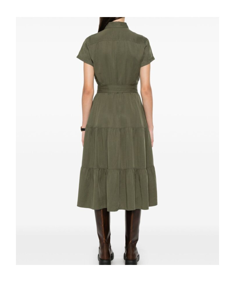Polo Ralph Lauren Tiered Midi Dress In Green