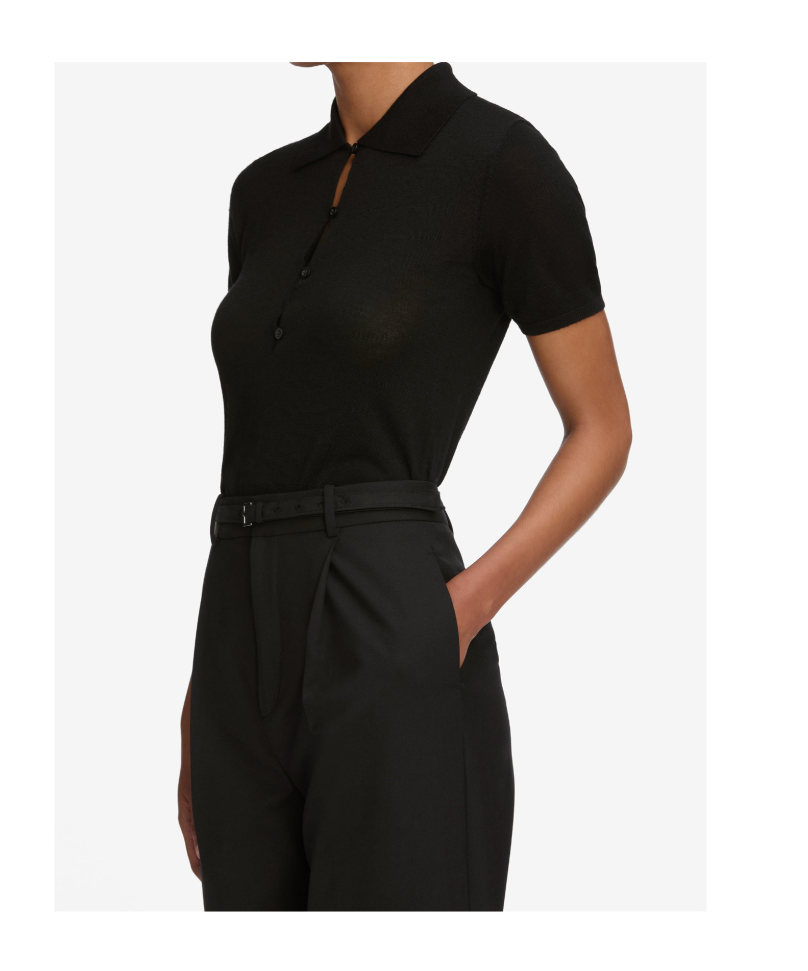 Frame Short-sleeved Polo Shirt In Black