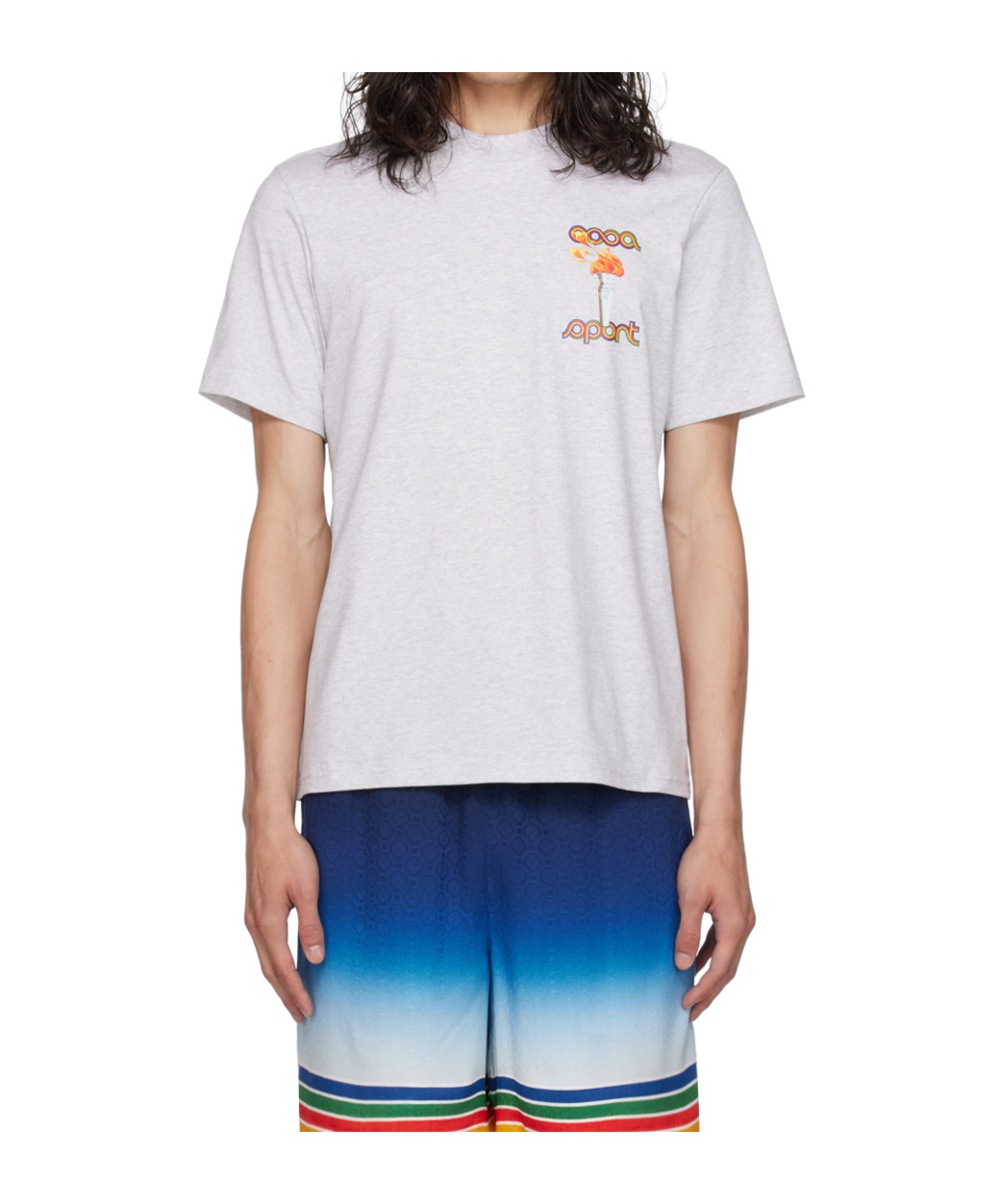 Casablanca La Flamme Du Sport Round-collar T-shirt In White