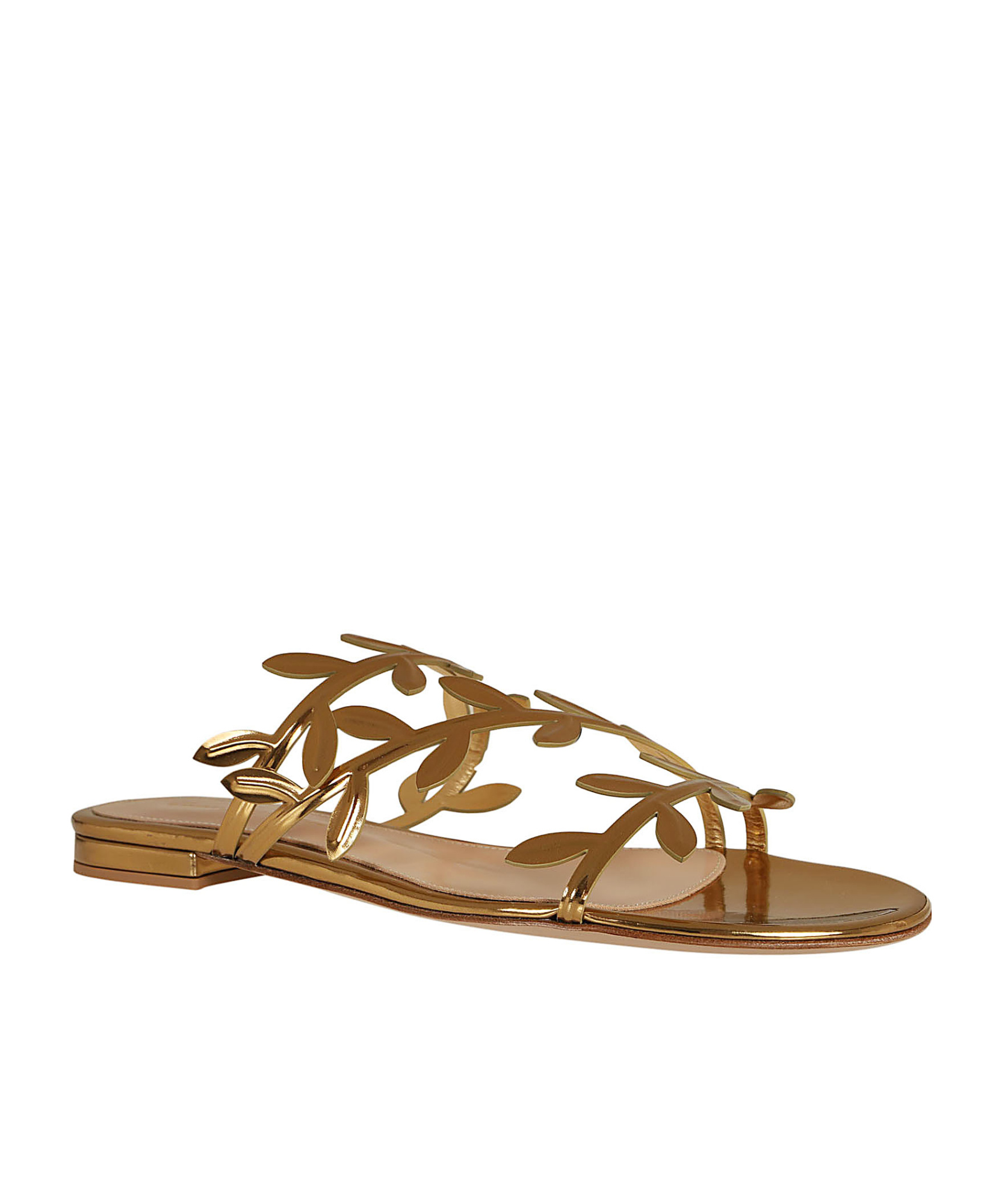Gianvito Rossi Flavia Metallic Leather Flats In Brown