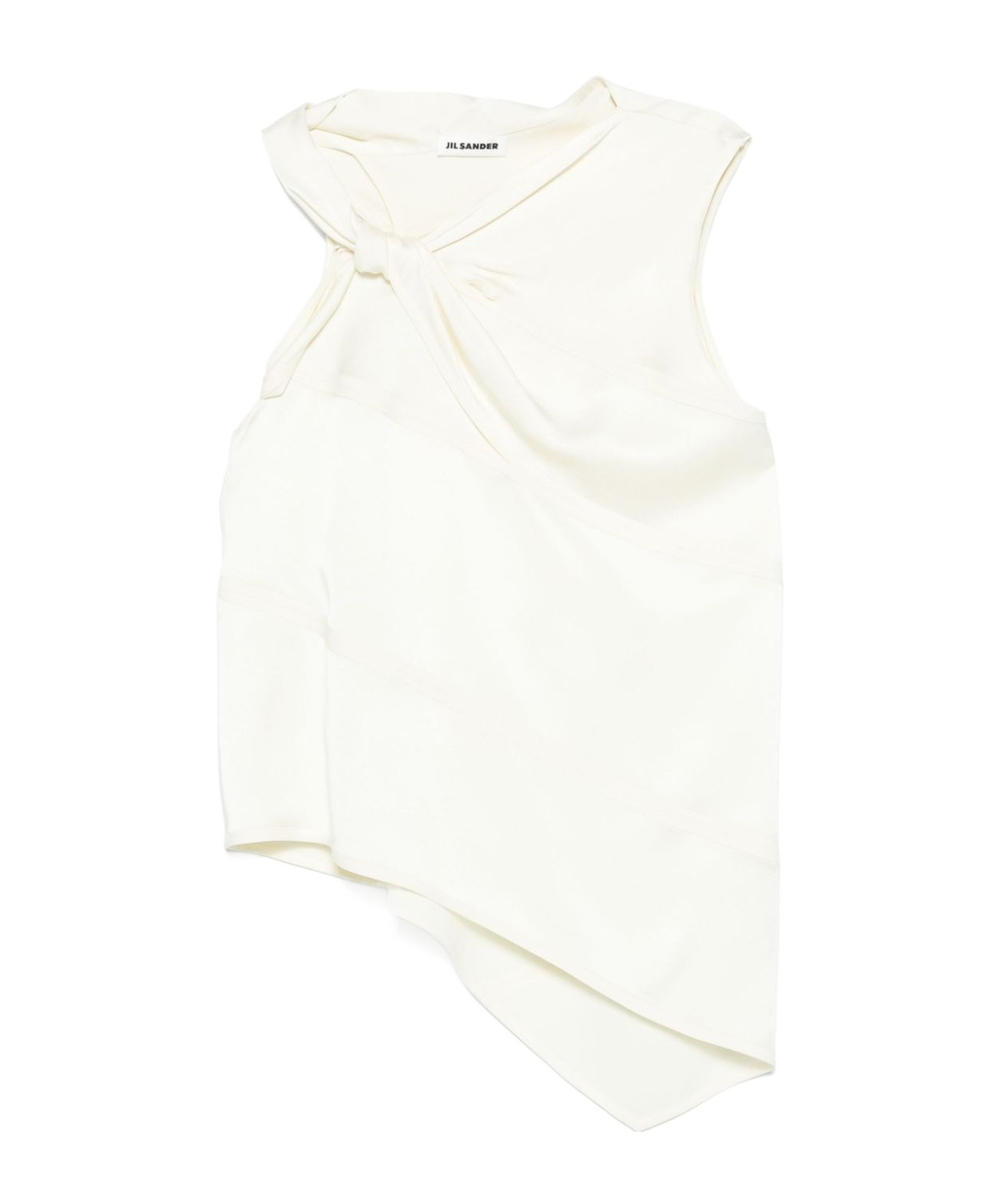 Jil Sander Light Beige Asymmetric Top With A Knot In White