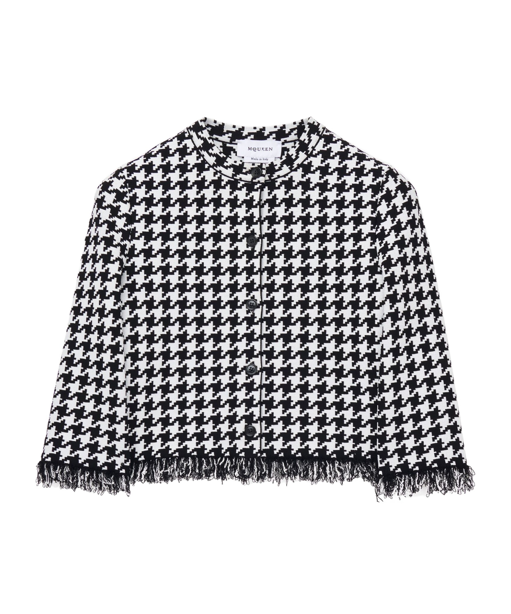 Alexander Mcqueen Houndstooth Polo Top In Black