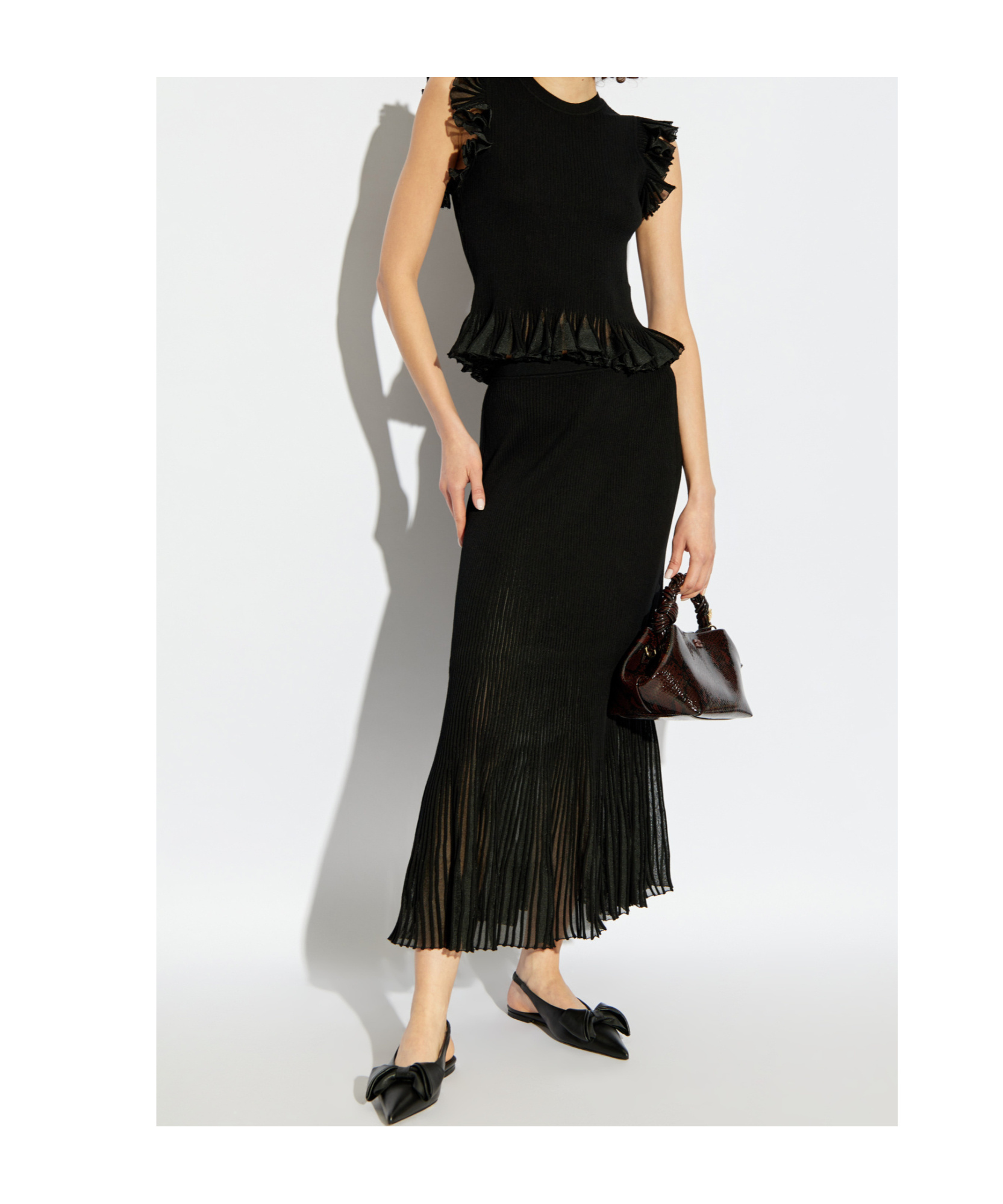 Ulla Johnson Leila Flared Sunburst-knit Top In Black
