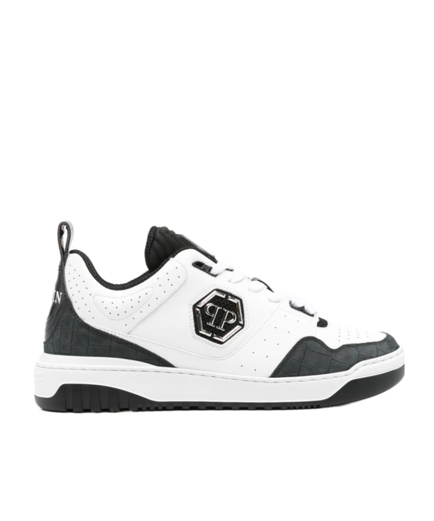Philipp Plein Contrast Sole Sneakers Perforated Detailing In White