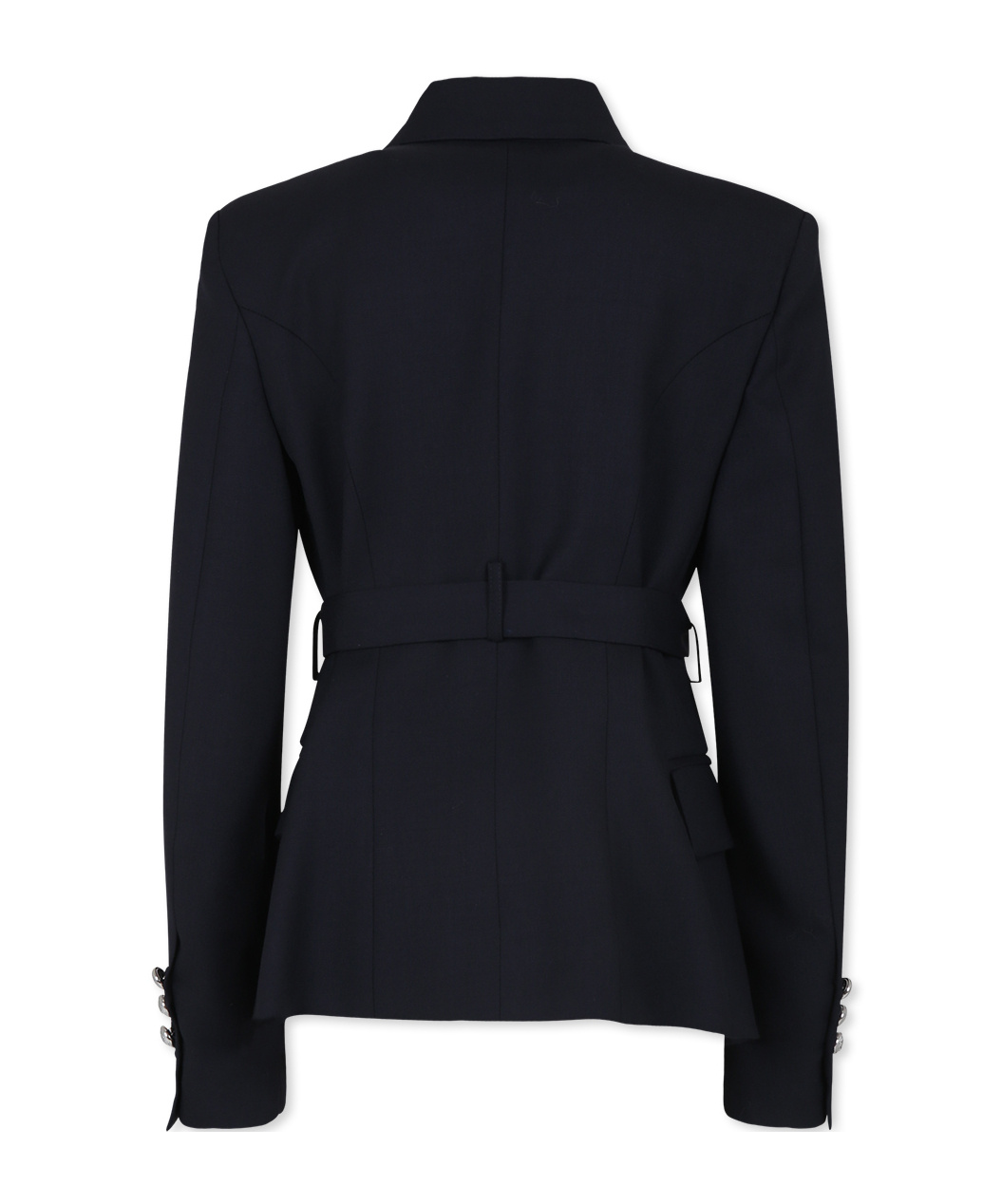 Balmain Belted Double-breasted Blazer In Black