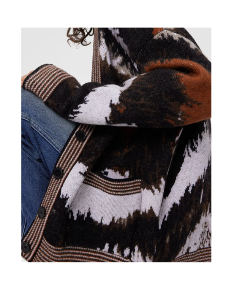 Missoni Long Sleeve Patterned Knit Cardigan V Neck In Multi