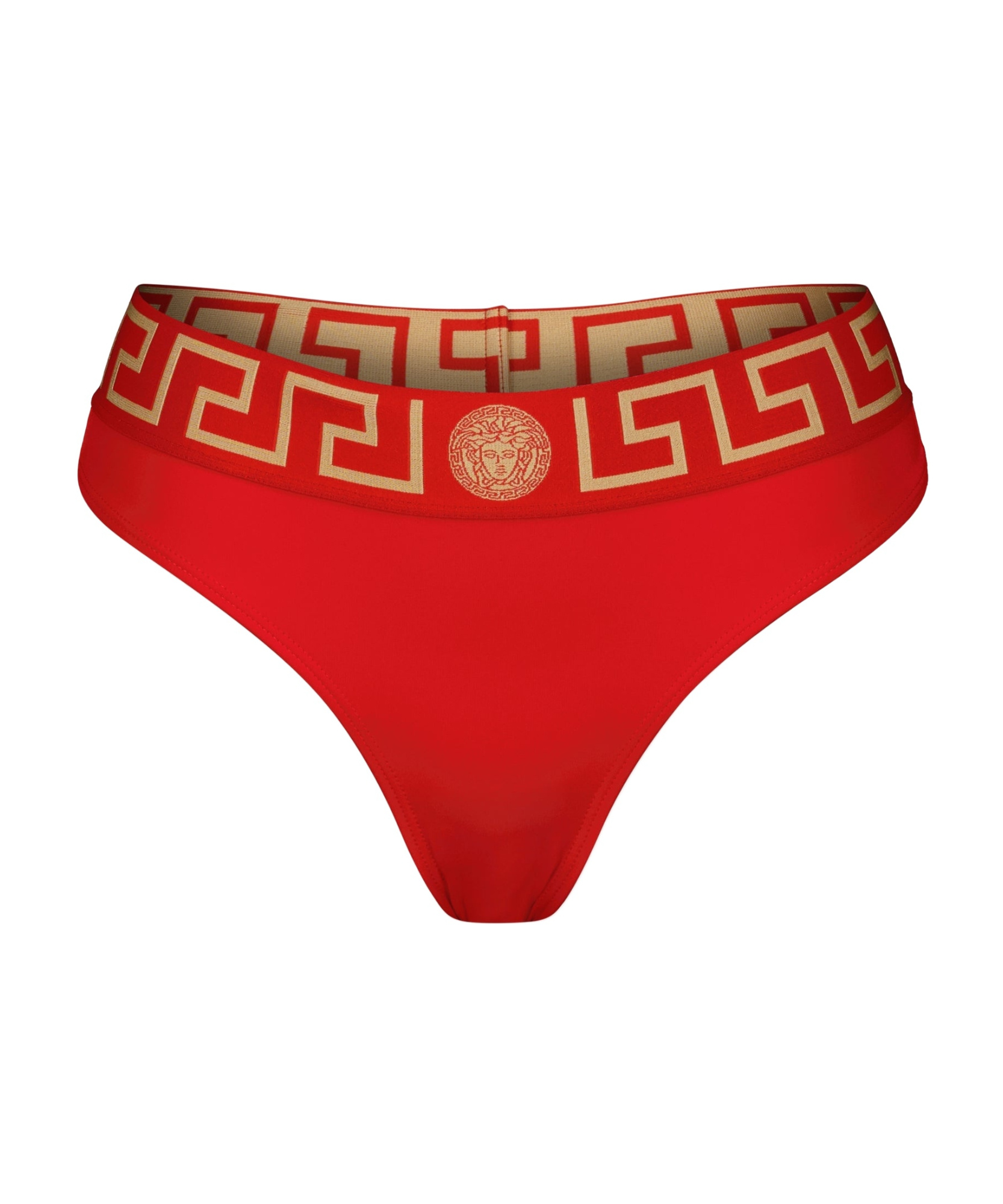 Versace Greca Border High-leg Jersey Briefs In Red