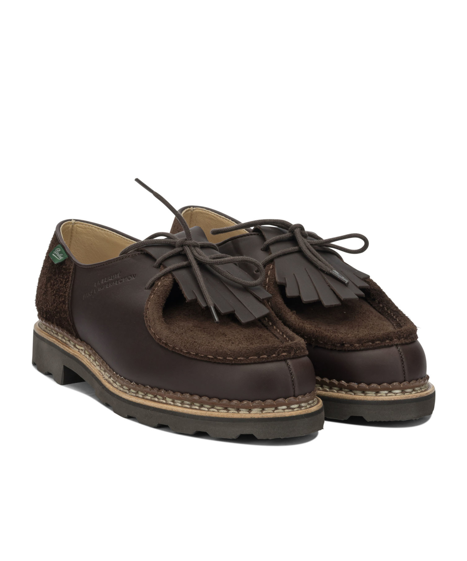 Paraboot Lace-up Shoes With Fringe And Stitch Detail In Brown