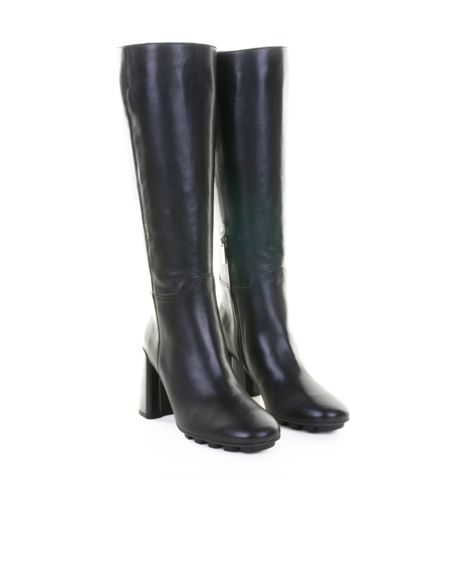 Hogan Block-heel Leather Boots In Black