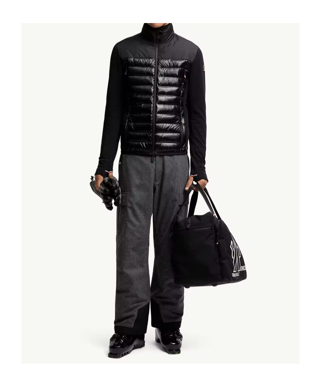 Moncler Grenoble Black Polyester Blend Padded Sweatshirt In Black