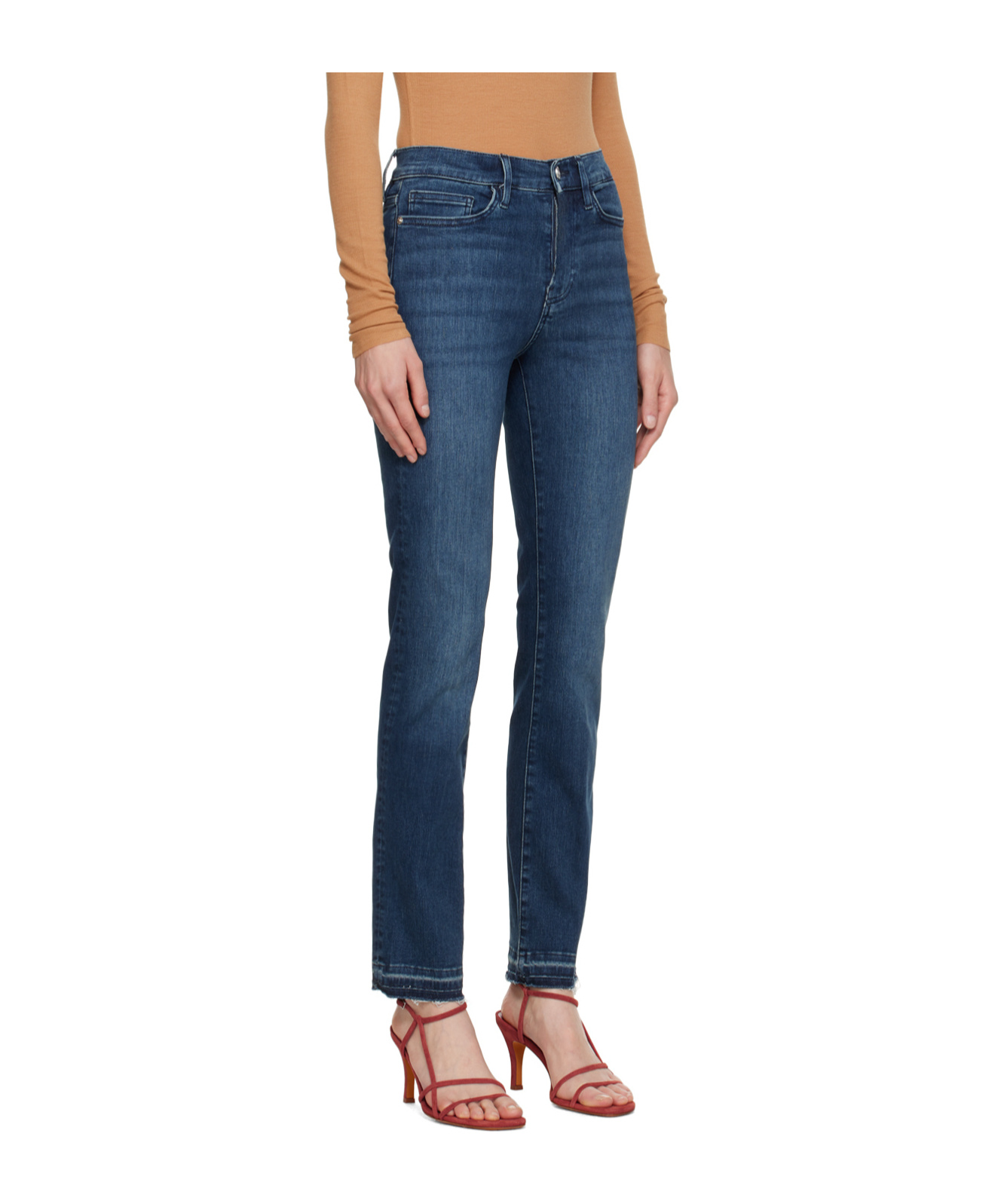 Frame High-rise Zipper Jeans In Blue