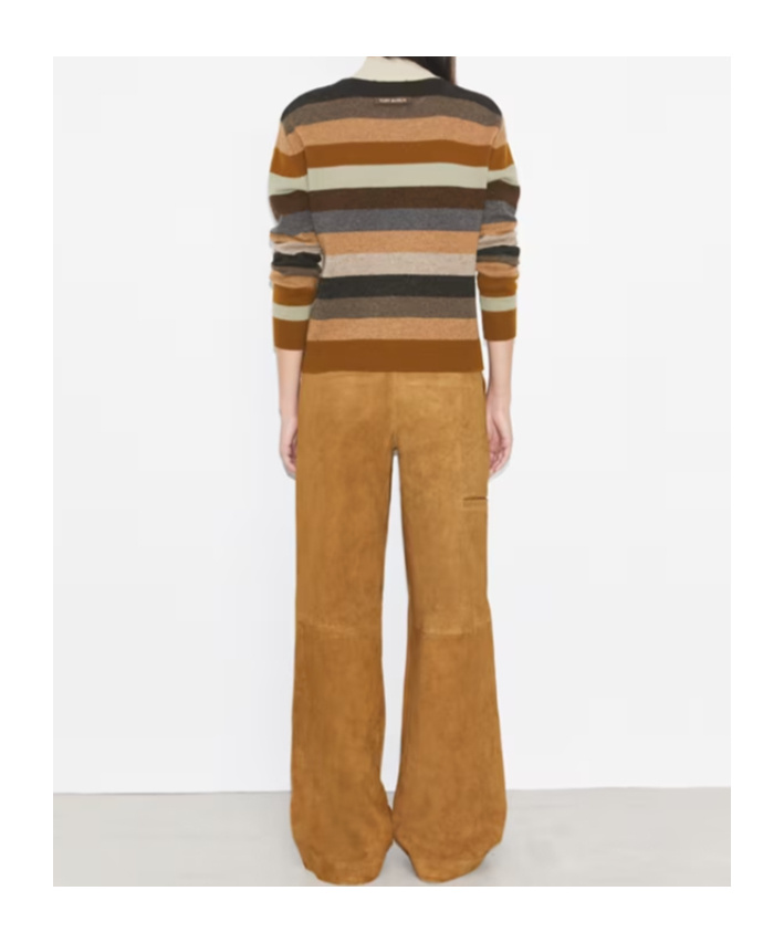 Tory Burch Suede Panelled Trousers In Gold