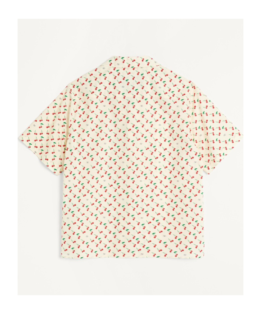 Valentino Cotton Poplin Bowling Shirt With Cherryfic Print In White
