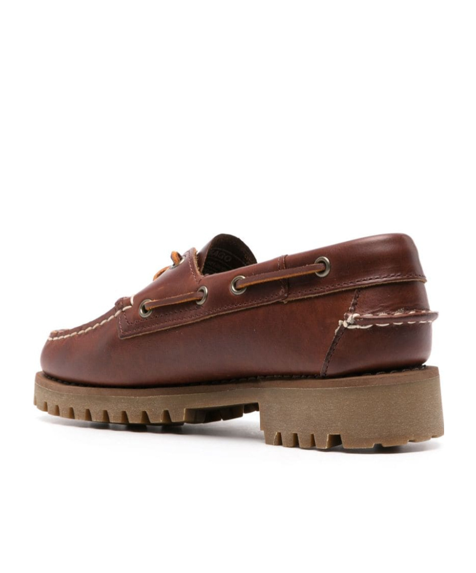 Sebago Ranger Waxy Leather Moccasins In Brown