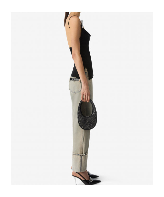 Coperni Draped Neckline Sleeveless Side Slit Top In Black