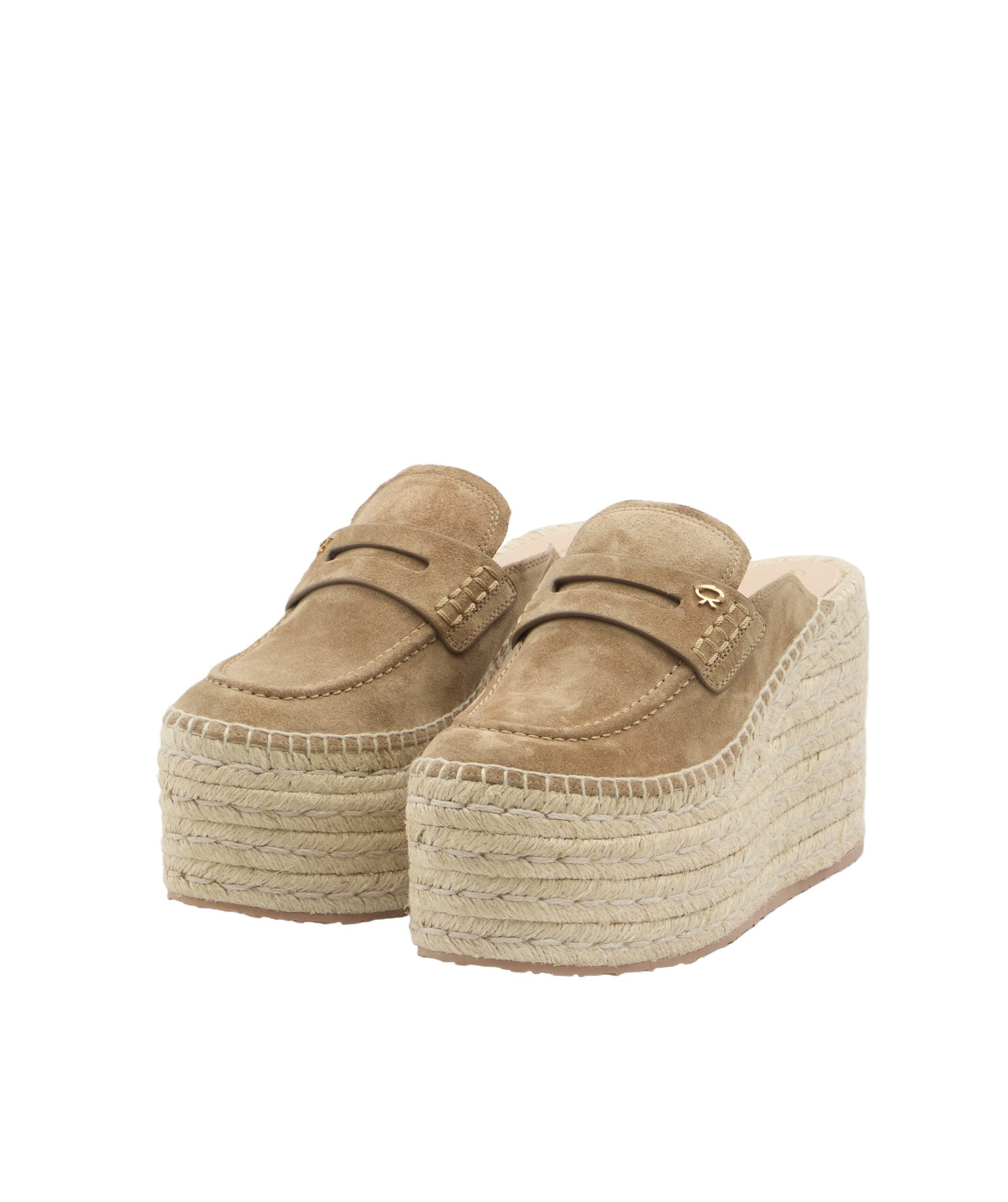 Gianvito Rossi Maxilla 105 Suede Espadrille Wedge Mules In Nude