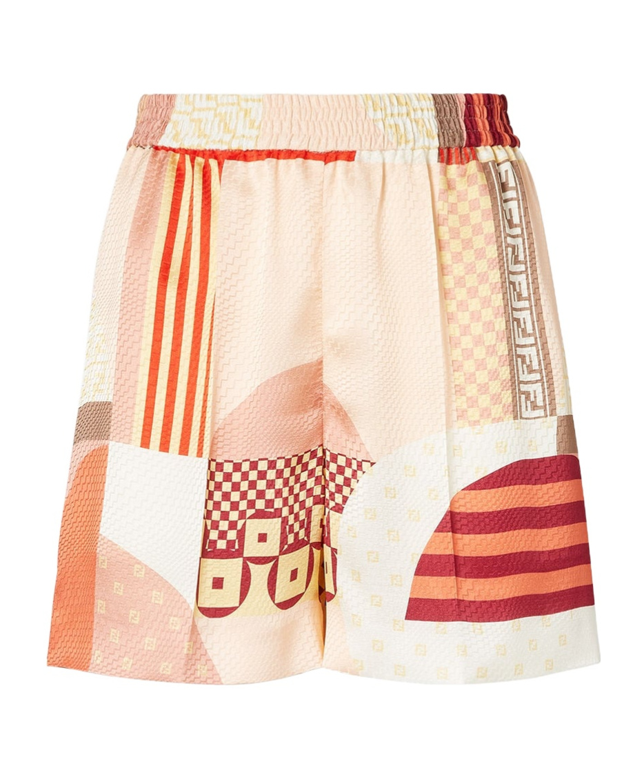 Fendi Silk Shorts With Pink Patchwork Print