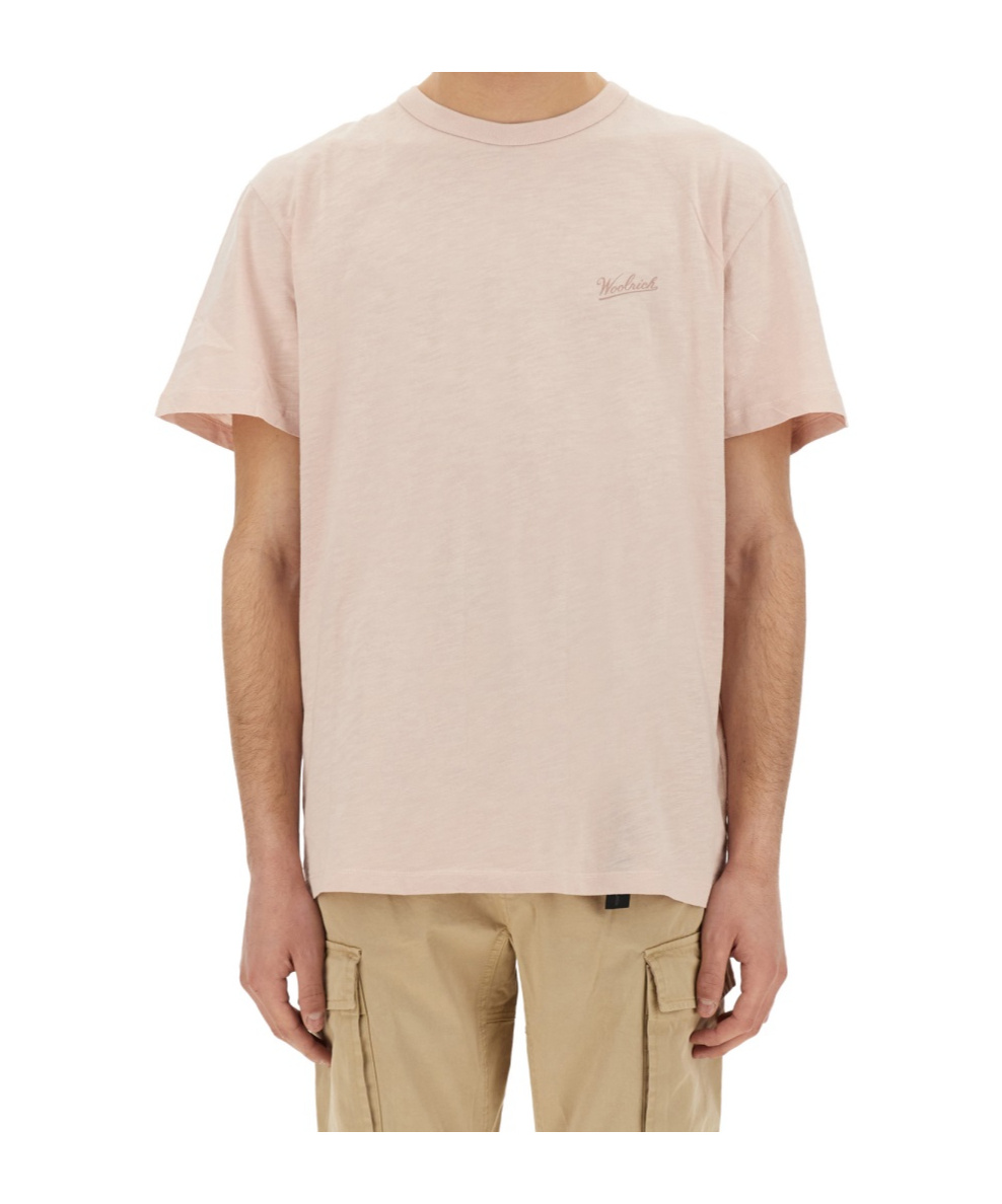 Woolrich Flamed Cotton T Shirt In Pink