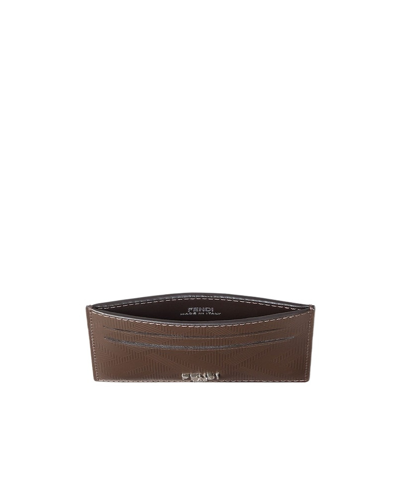Fendi Brown Leather Cardholder In Brown
