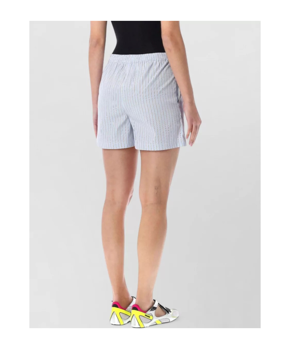 Attico Striped Poplin Shorts Elastic Waistband In Blue