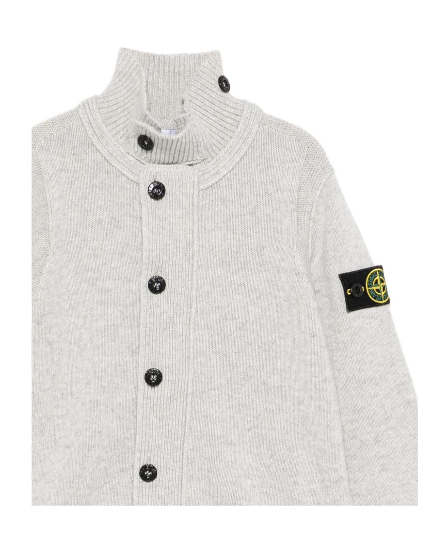 Stone Island Long-sleeved Knitted Cardigan In Gray