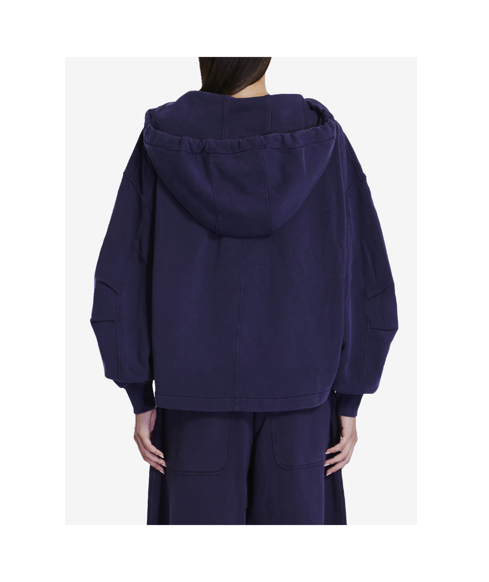 Attico Long-sleeved Hooded Hoodie In Black
