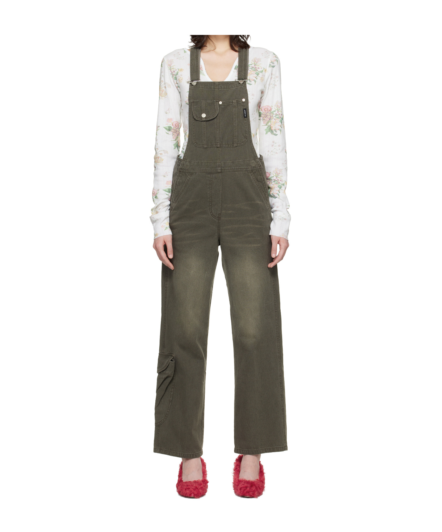 Open Yy Cargo Pocket Overalls In Brown