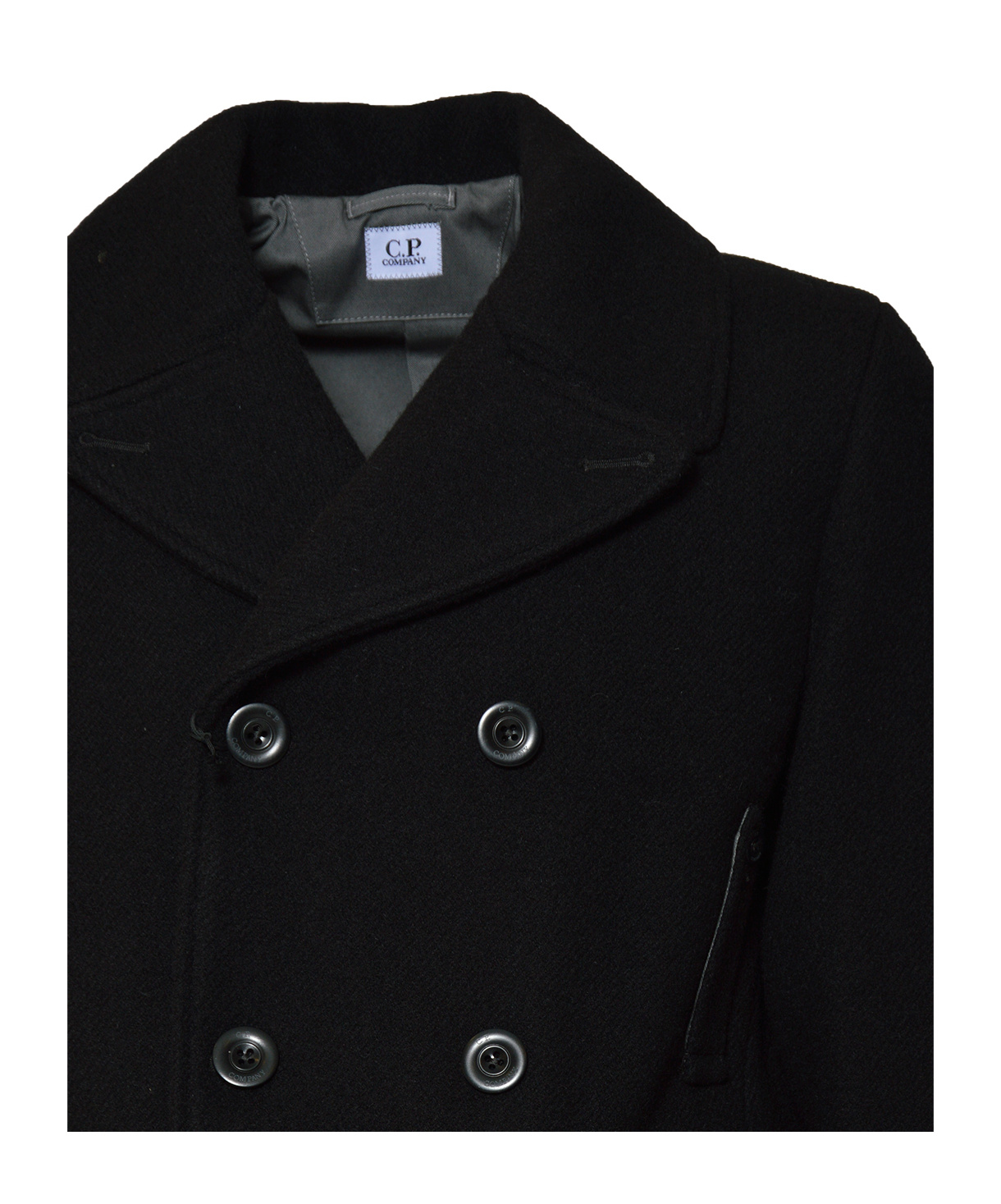 C.p. Company Double-breasted Peacoat In Black