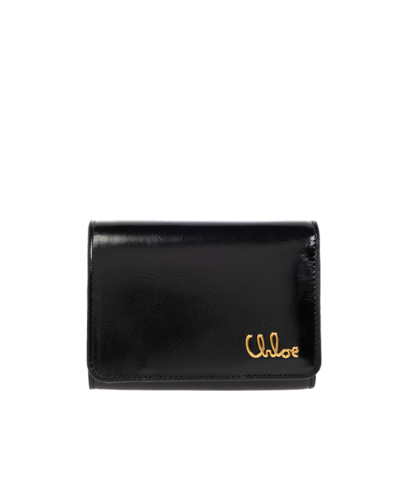 Chloé Iconic Logo Tri-fold Leather Wallet In Black