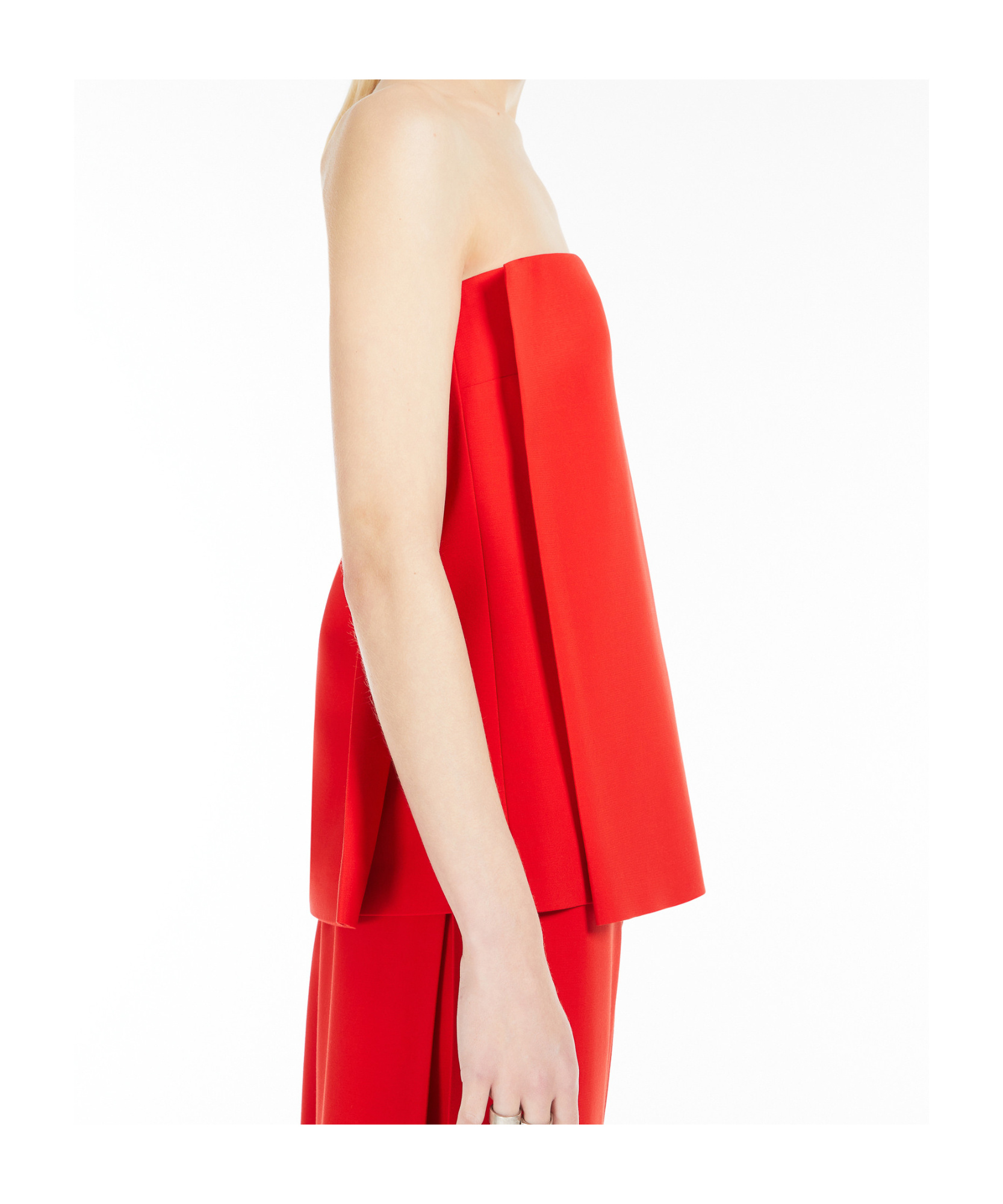 Sportmax Strapless Flared Crop Top With Leather Straps In Red