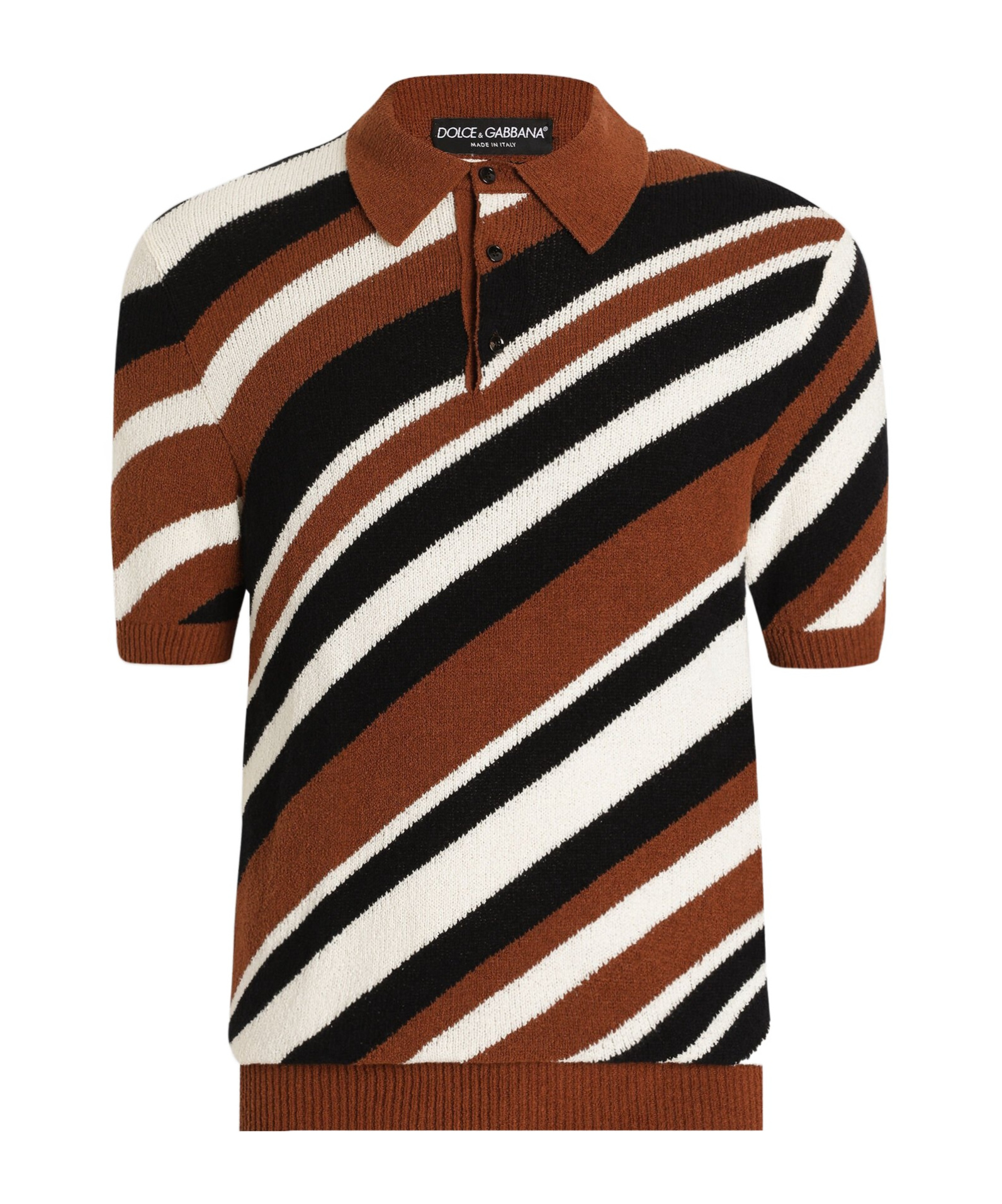 Dolce & Gabbana Striped Polo Shirt In Brown